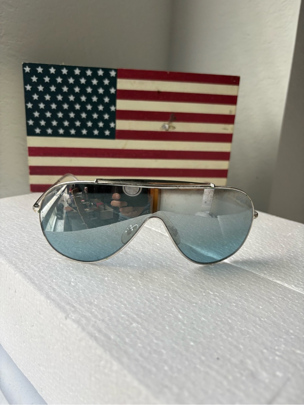 Ray-Ban Silver Frame Blue Lens Aviator Sunglasses